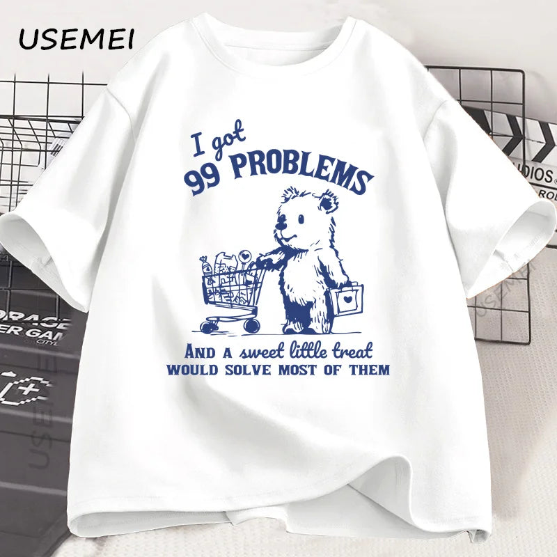 99 Problems — Cute Little Bear Meme Graphic Tee - Neon Districts