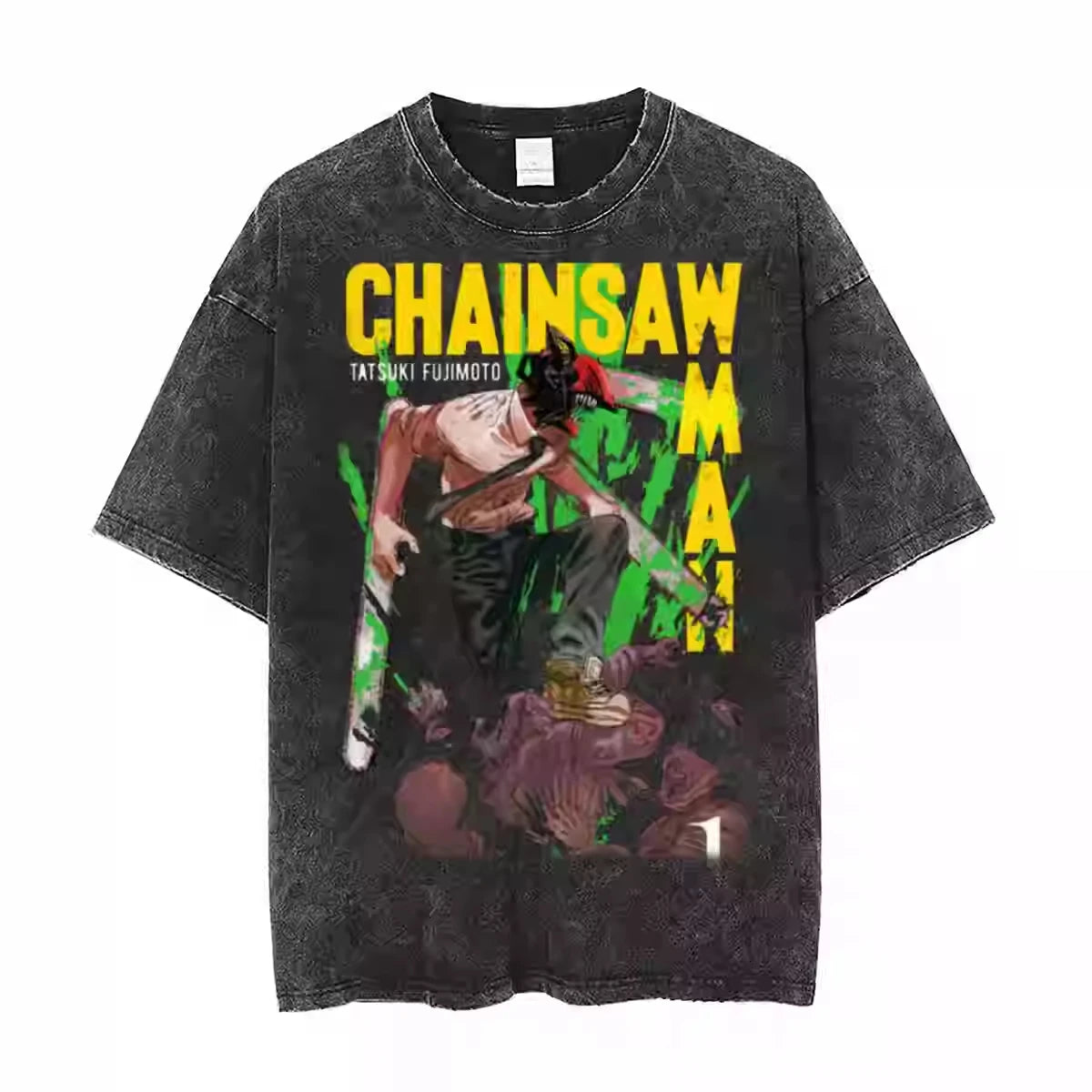 Chainsaw Man — Full Cast Washed Oversized Tee - Neon Districts