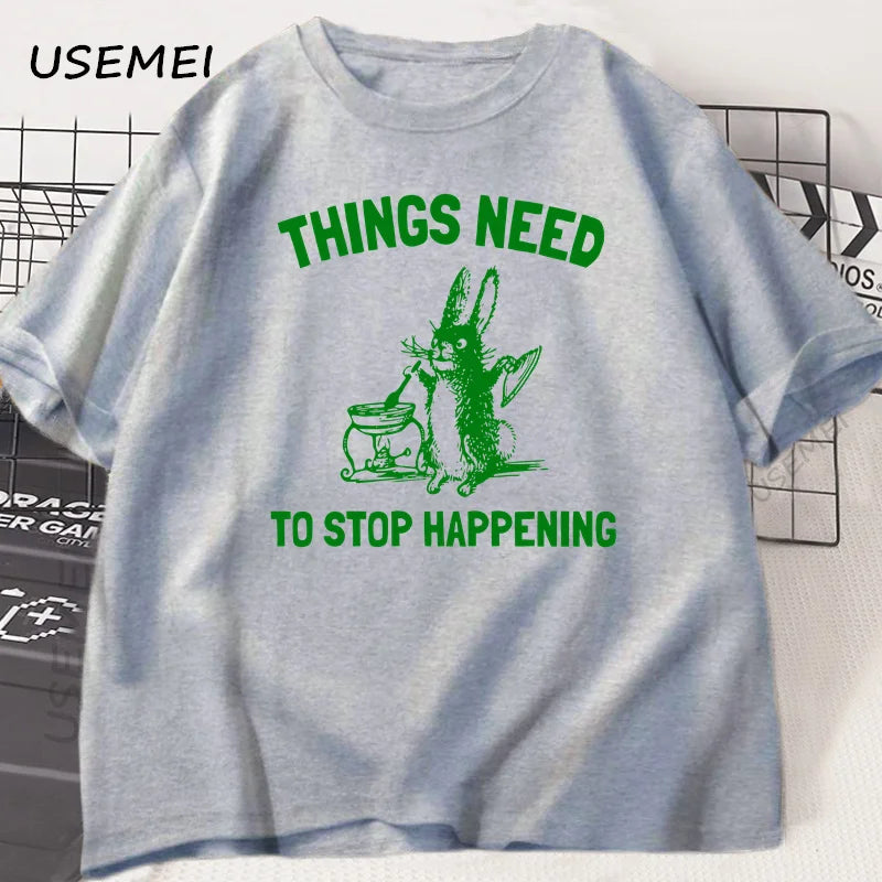 Things Need to Stop — Trending Rabbit Meme Graphic Tee - Neon Districts