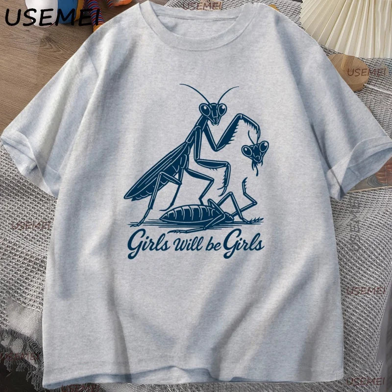 Girls Will Be Girls — Praying Mantis Feminist Graphic Tee - Neon Districts