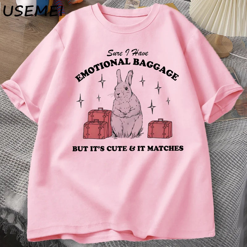 Sure, I Have Emotional Baggage — Vintage Rabbit Meme Women's Tee - Neon Districts
