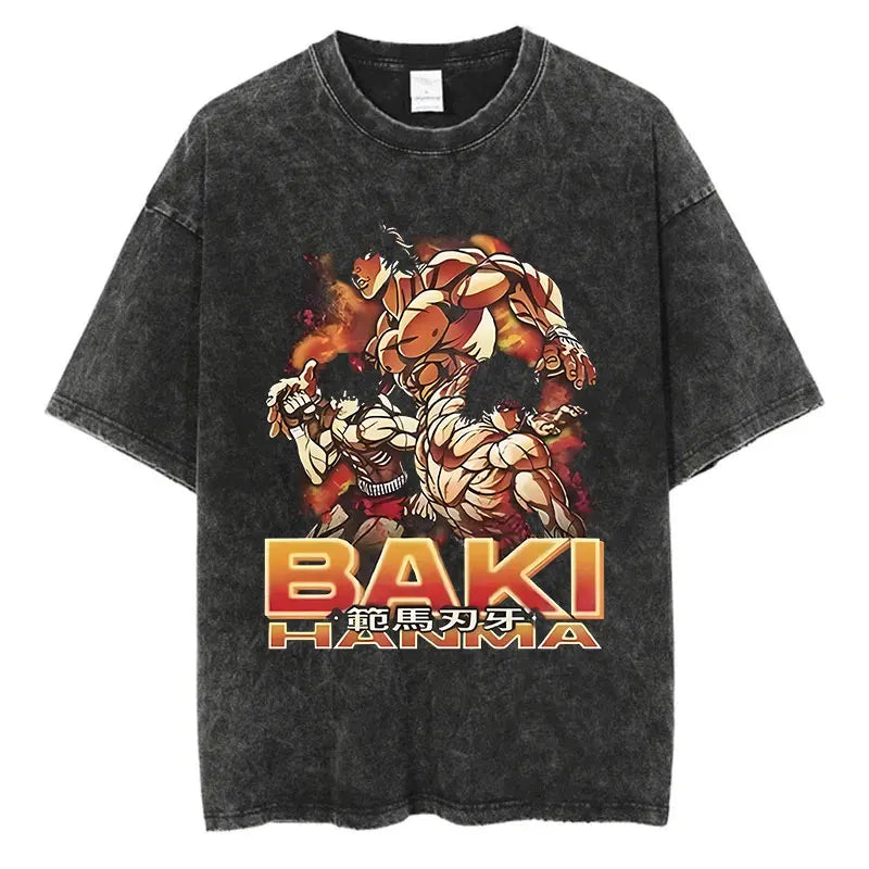 Baki Hanma Harajuku Vintage Washed Tee