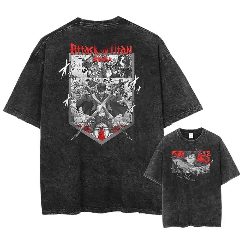Attack on Titan Harajuku Oversized Tee – Vintage Washed