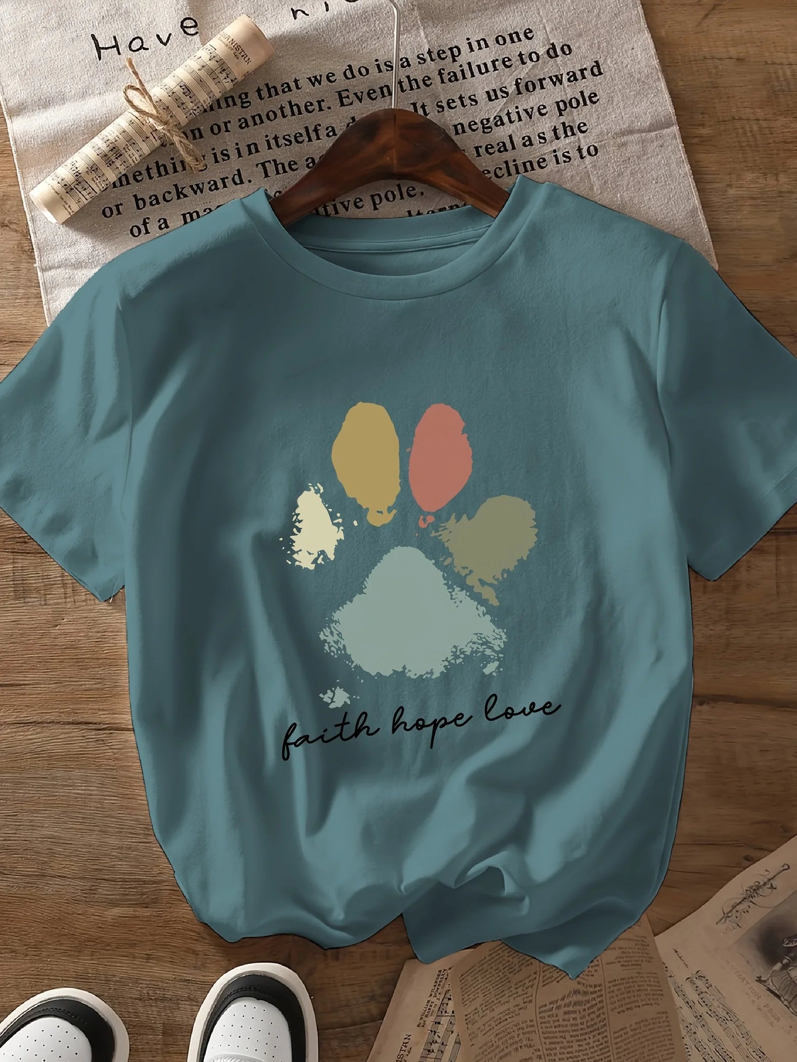 Faith Hope Love Paw Print Tee - Neon Districts