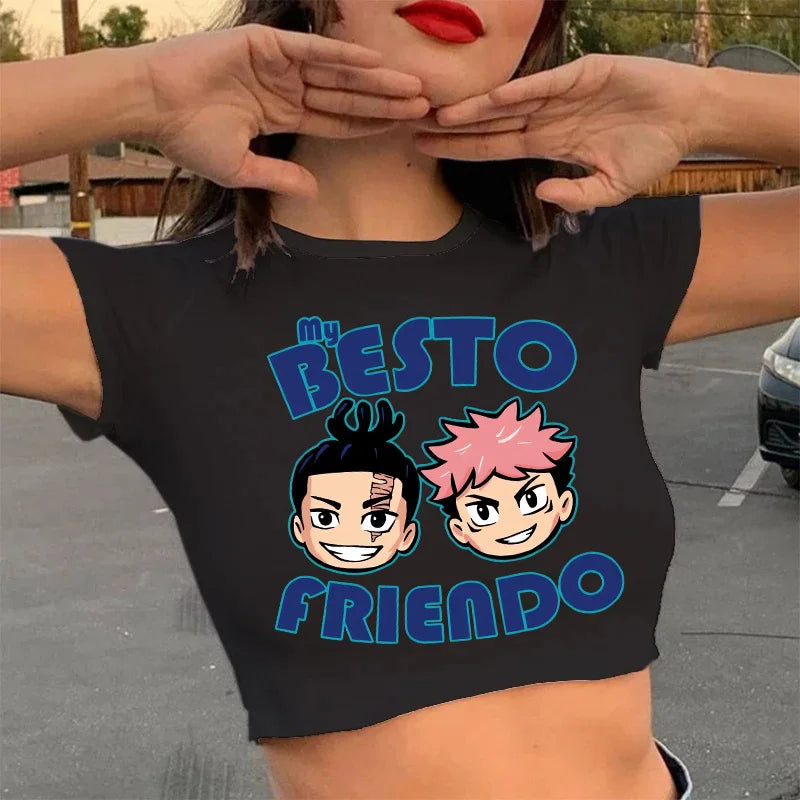 Jujutsu Kaisen Gothic Crop Top – Gojo Satoru Cropped Tee