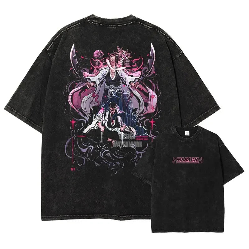 Bleach Aizen Sousuke Graphic Tee – Vintage Washed Oversized