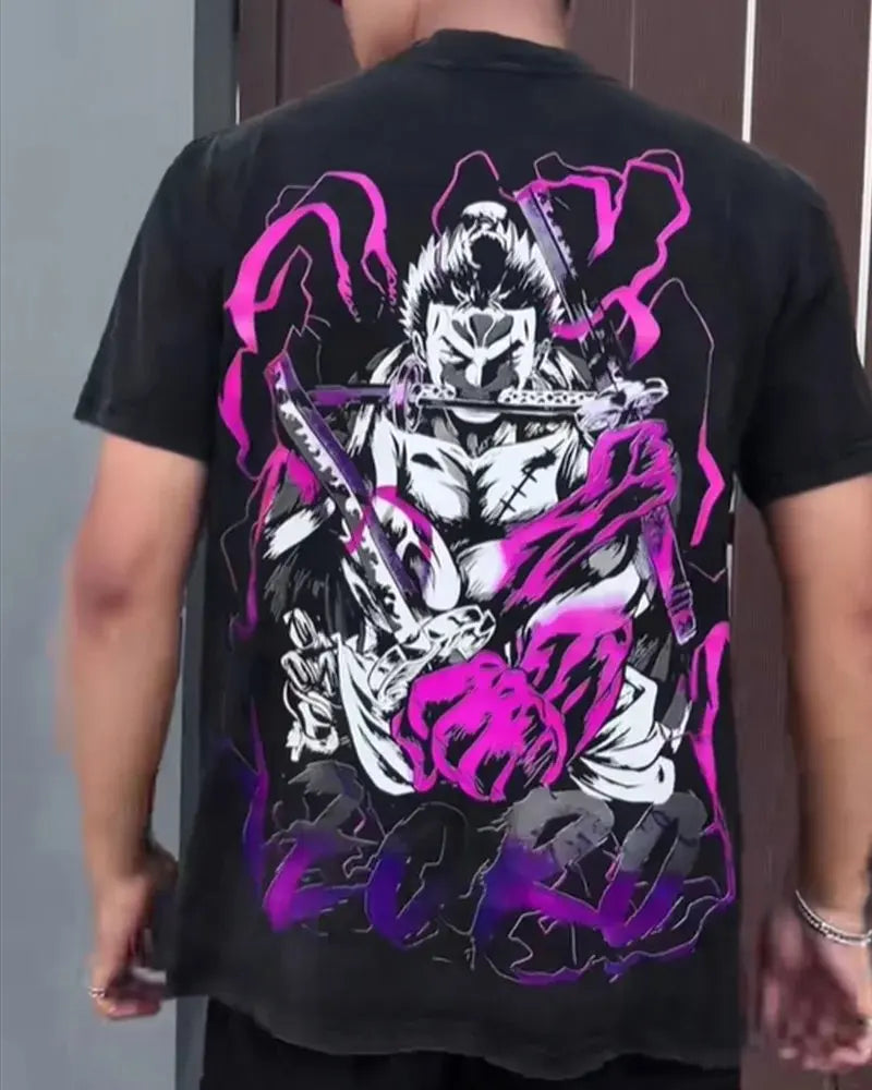 One Piece — Zoro Retro Washed Harajuku Tee - Neon Districts