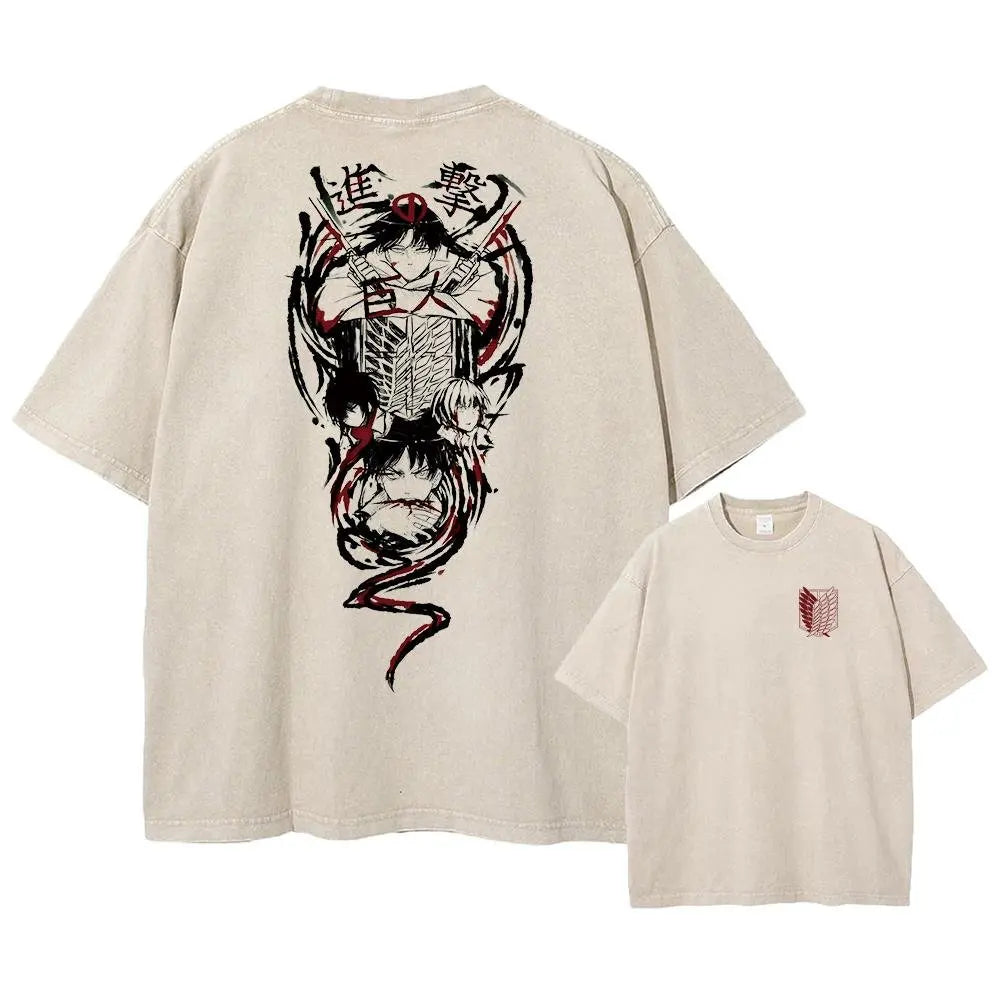 Attack on Titan Harajuku Oversized Tee – Vintage Washed