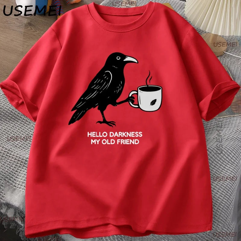 Crow & Coffee — Vintage Halloween Fall Crew Neck Graphic Tee - Neon Districts