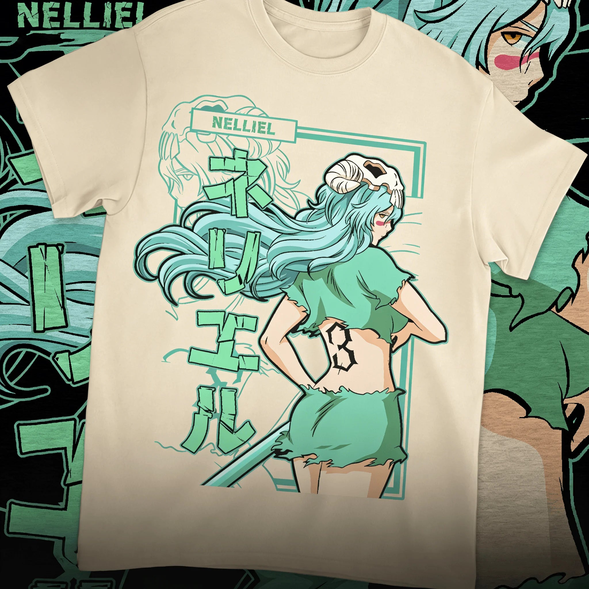 Bleach Nelliel Graphic Tee – Oversized Y2K Anime Cotton Shirt