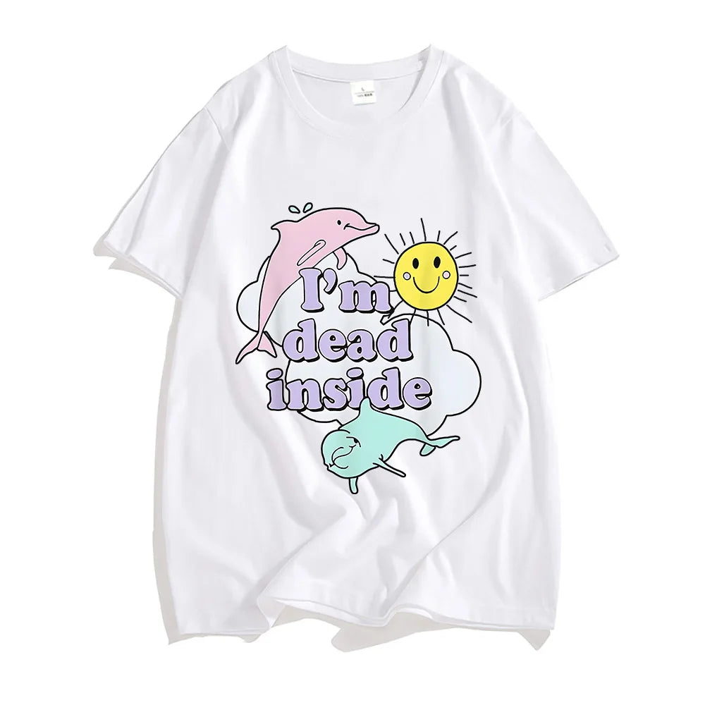 I'm Dead Inside — Dolphin Meme Trendy Graphic Tee - Neon Districts