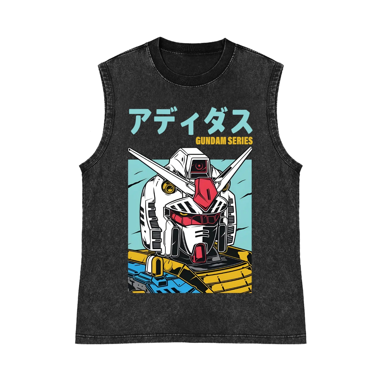 Gundam — Oversized Washed Y2K Harajuku Tank Top - Neon Districts