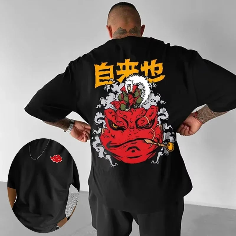 Japanese Anime Hip-Hop Oversized Tee – Casual Cotton Print
