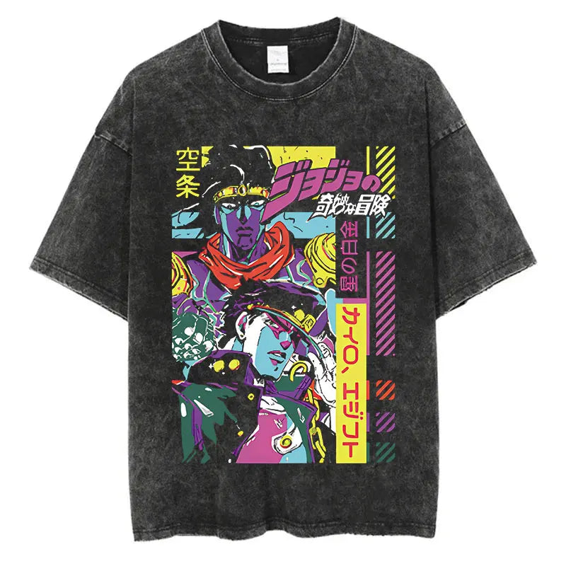 JoJo's Bizarre Adventure — Vintage Washed Hip Hop Streetwear Tee - Neon Districts