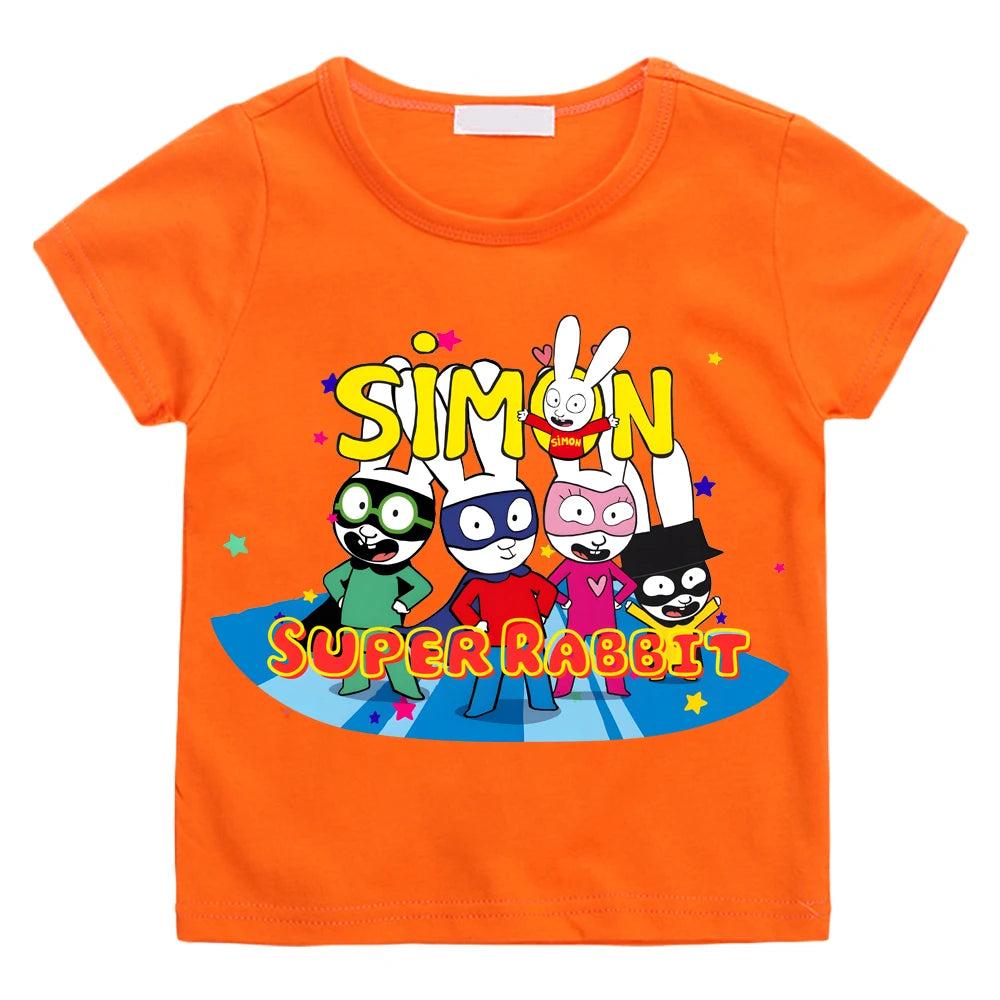 Simon Super Rabbit Kawaii Kids Tee - Neon Districts