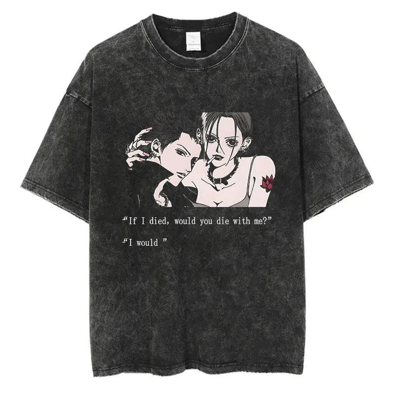 Nana Osaki Vintage Washed Tee – Harajuku Anime Retro Shirt