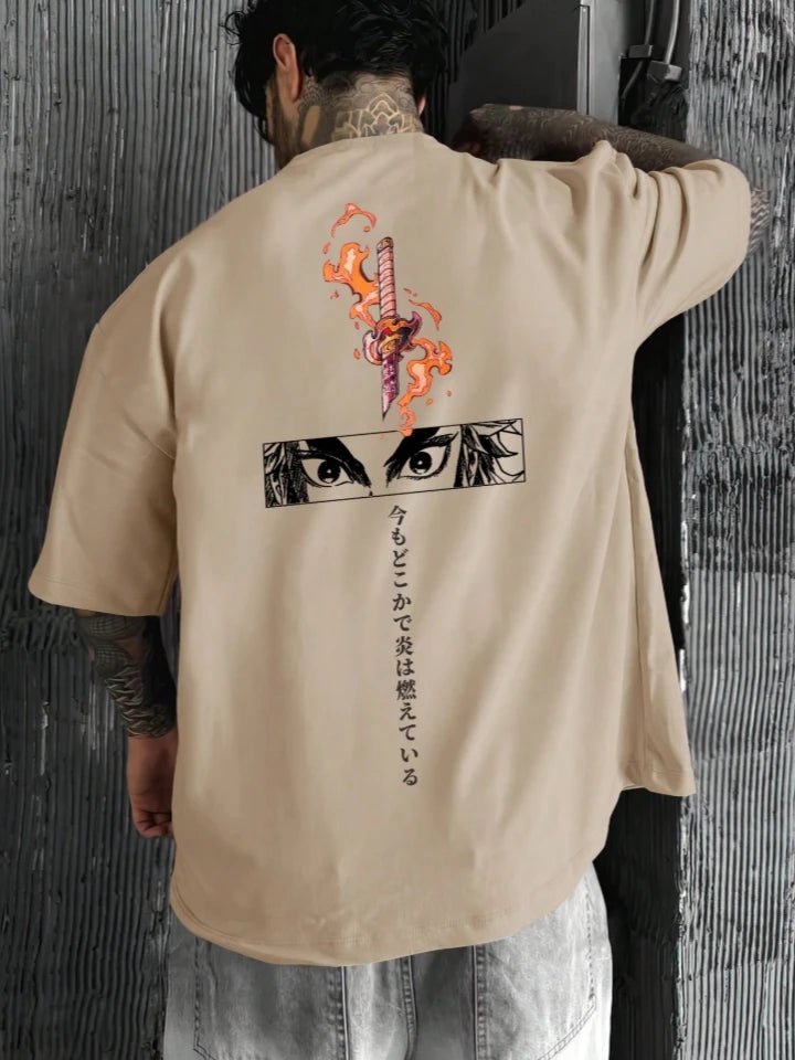 Demon Slayer Oversized Anime Tee – Y2K Graphic Print