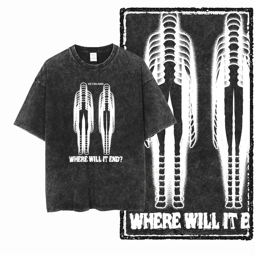 G12 Acid Washed Black Streetwear Tee – Oversized Vintage O-Neck