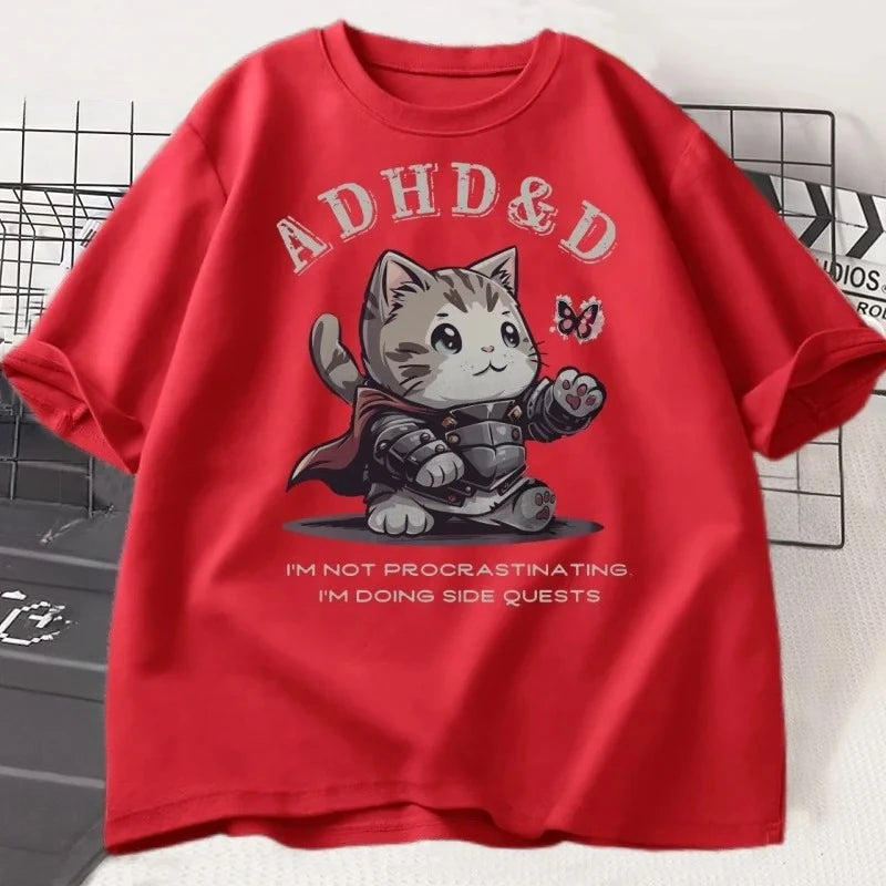 ADHD&D — I'm Not Procrastinating Cat Meme Y2K Graphic Tee - Neon Districts