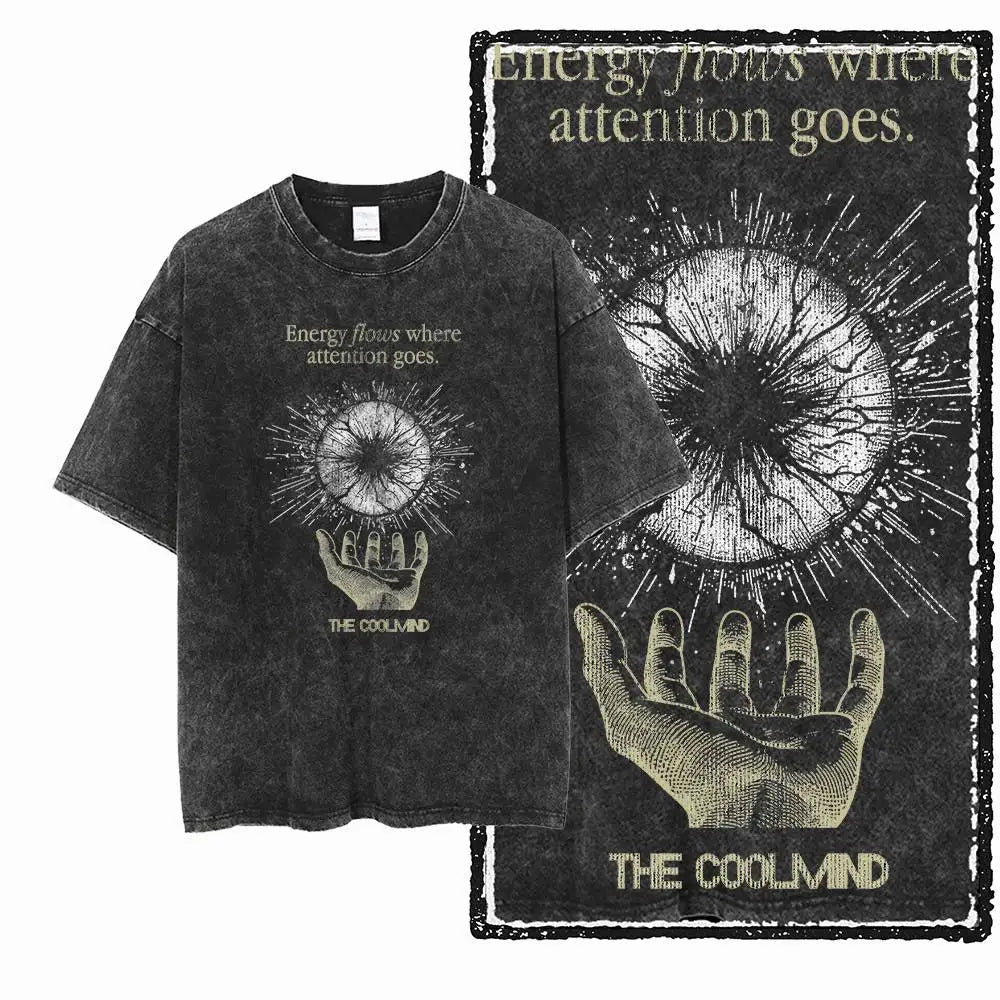 G12 Acid Washed Black Streetwear Tee – Oversized Vintage O-Neck