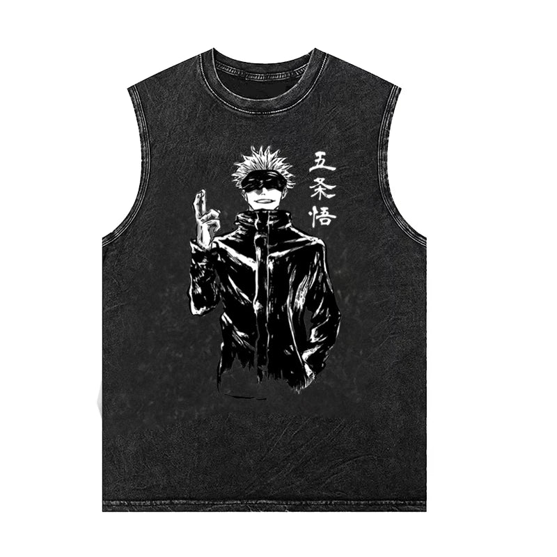 Jujutsu Kaisen — Gojo Satoru Washed Gym Tank Top - Neon Districts