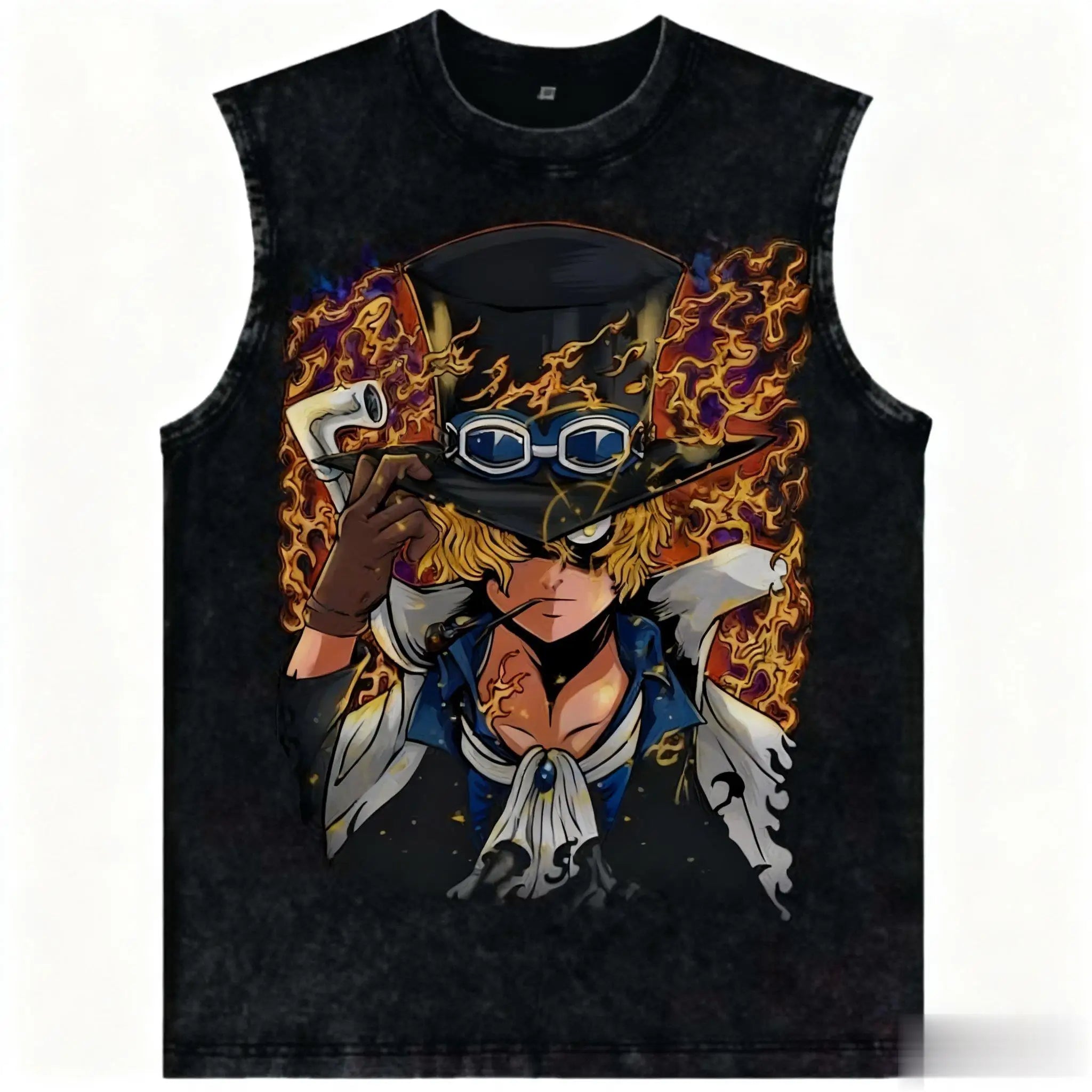 One Piece — Luffy Vintage Washed Streetwear Tank - Neon Districts