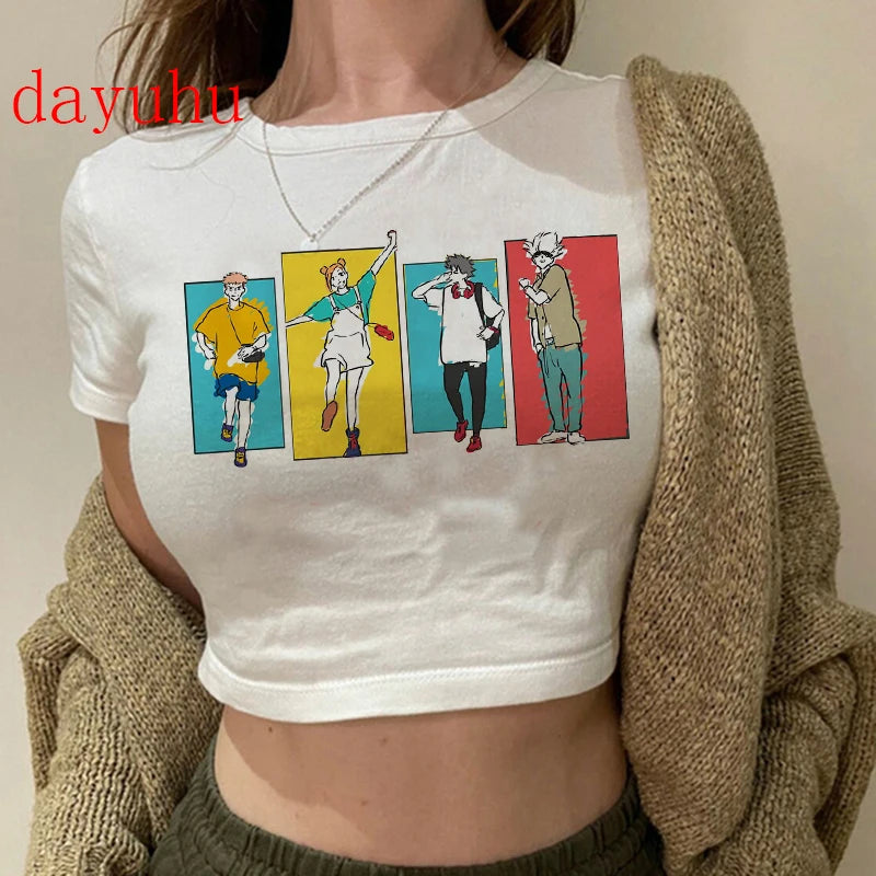 Jujutsu Kaisen Hip-Hop Crop Top – Y2K Gojo & Itadori Tee