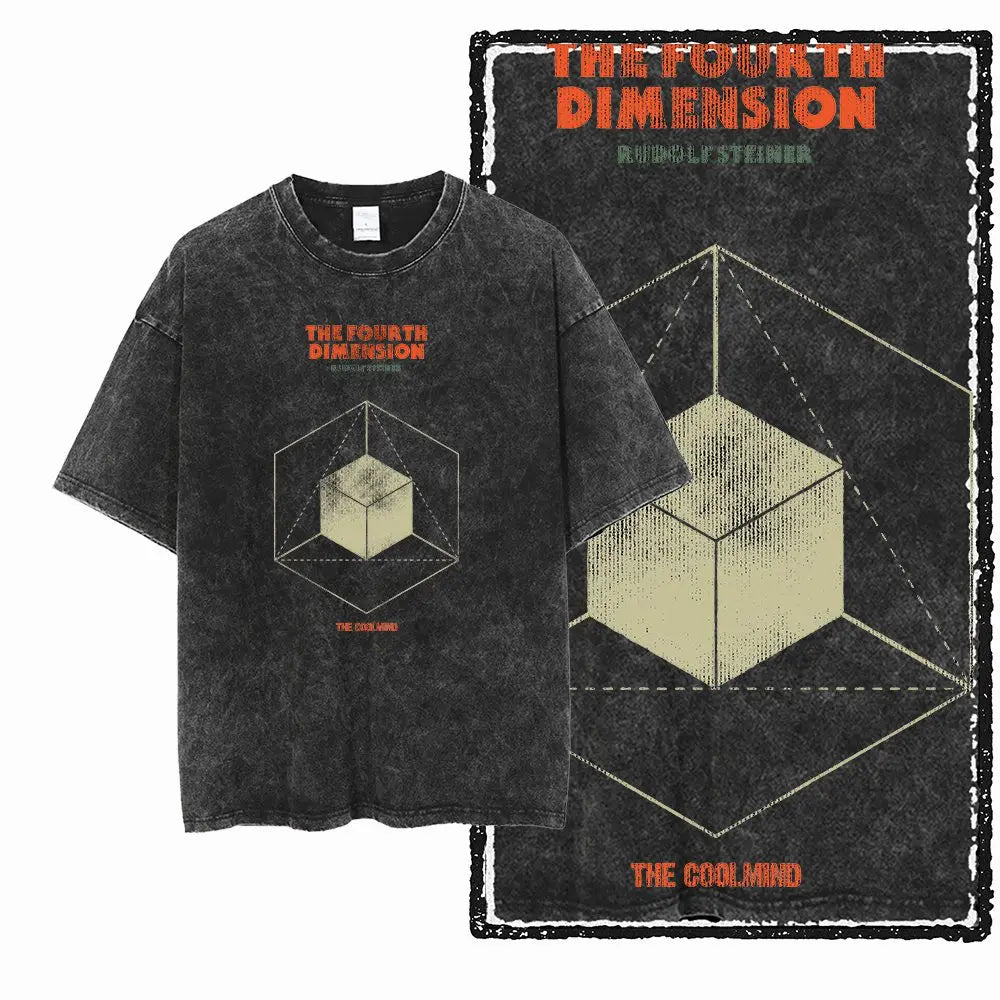 G12 Acid Washed Black Streetwear Tee – Oversized Vintage O-Neck