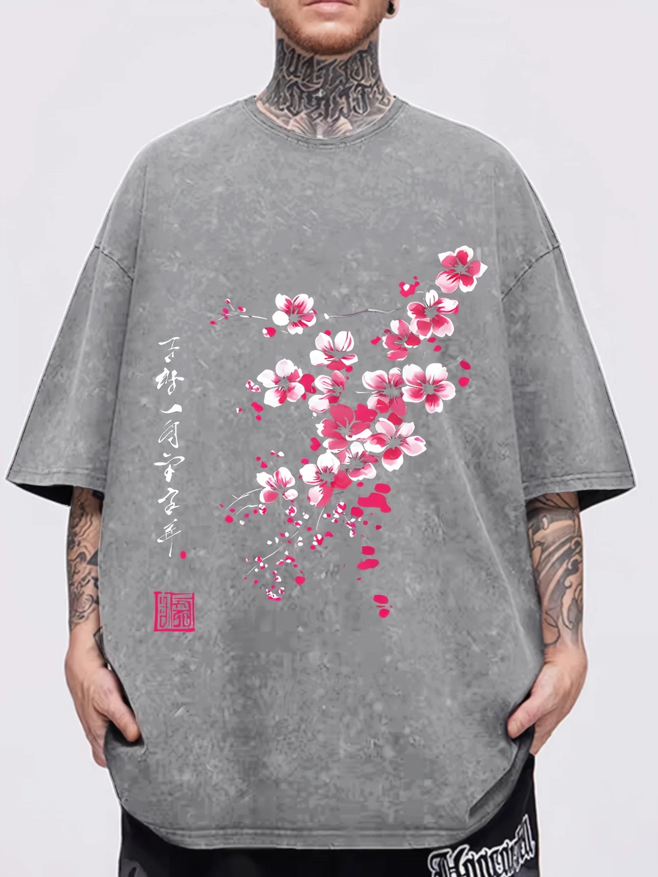 Sakura Cherry Blossom Washed Tee – Japanese Floral Streetwear