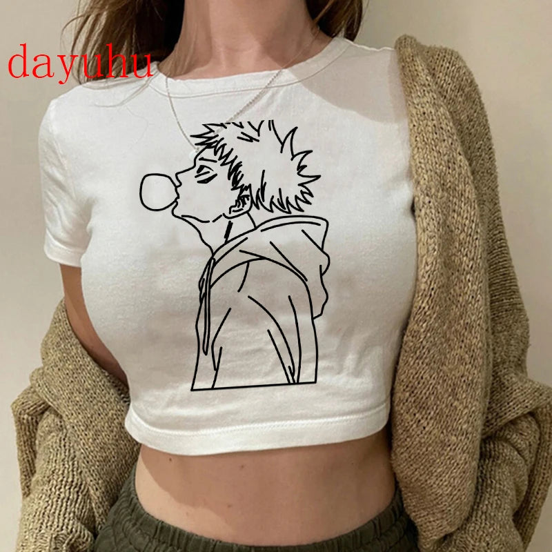 Jujutsu Kaisen Hip-Hop Crop Top – Y2K Gojo & Itadori Tee