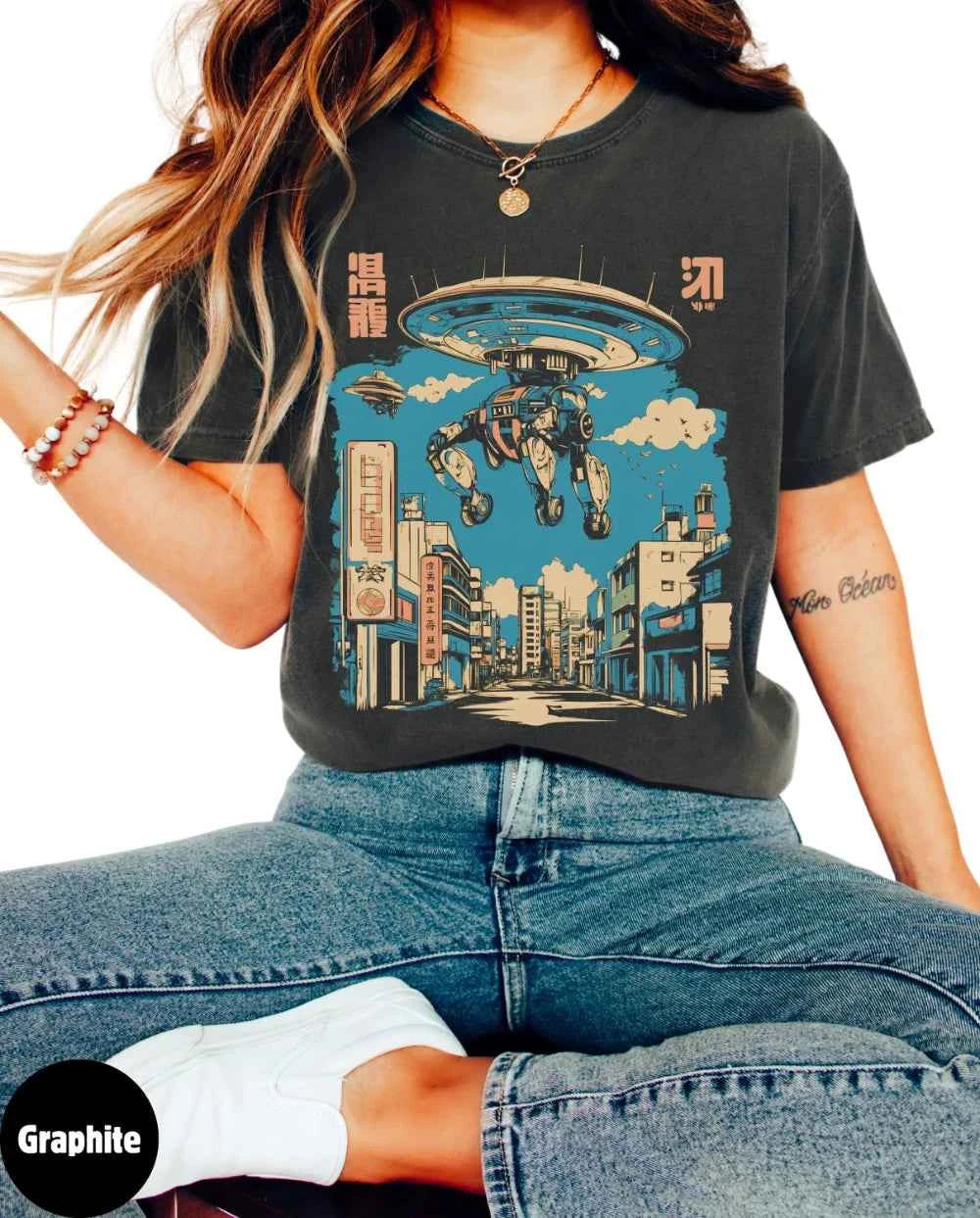 Space Battle Retro Sci-Fi Cosmic Tee