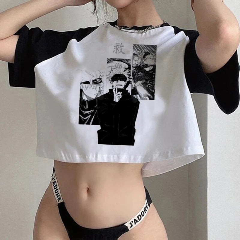 Jujutsu Kaisen Crop Top – Gojo Satoru & Itadori Gothic Tee