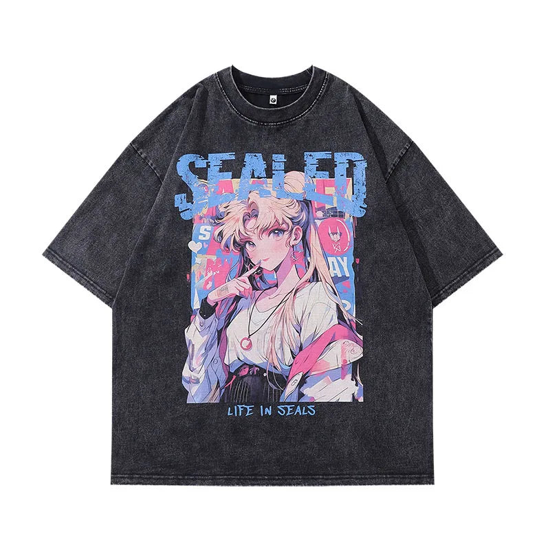 Sailor Moon — Vintage Washed Harajuku Oversized Tee - Neon Districts