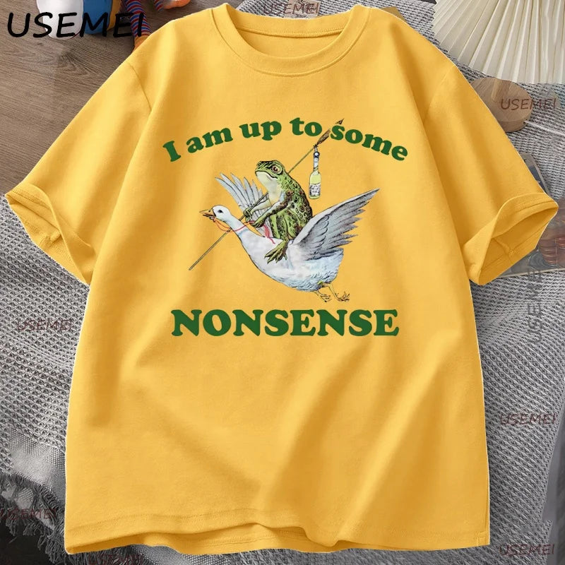 Up to Some Nonsense — Frog Meme Streetwear Graphic Tee - Neon Districts