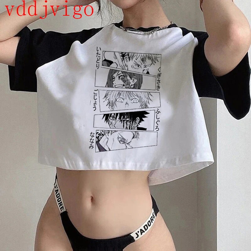 Jujutsu Kaisen Crop Top – Gojo Satoru & Itadori Gothic Tee