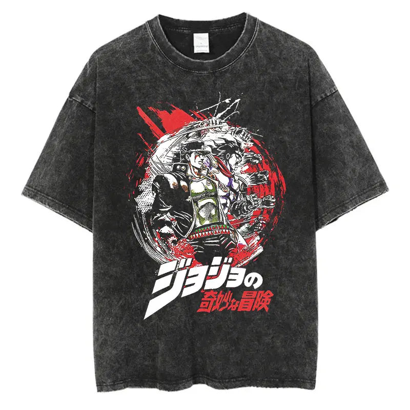 JoJo's Bizarre Adventure — Vintage Washed Hip Hop Streetwear Tee - Neon Districts