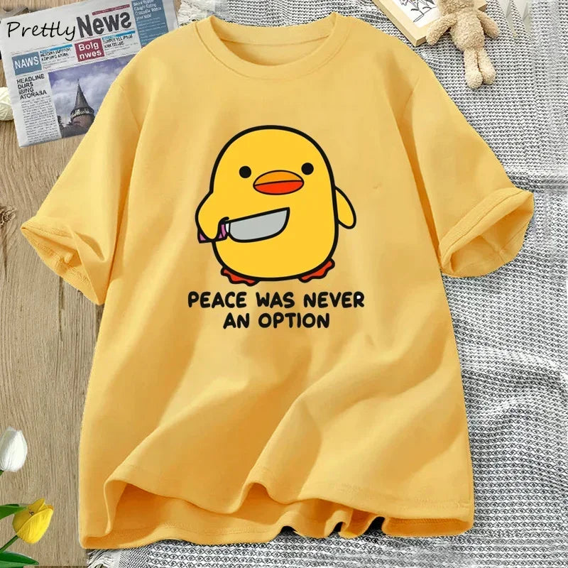 Peace Was Never an Option — Goose Women's Graphic Tee - Neon Districts