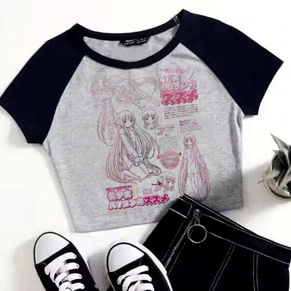 Chobits Chi Vintage Crop Top – Kawaii Punk Aesthetic Tee