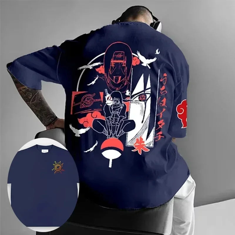Japanese Anime Hip-Hop Oversized Tee – Casual Cotton Print