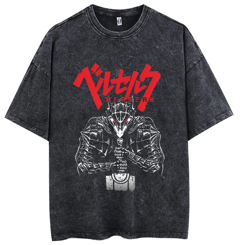 Retro Anime Pattern Hip-Hop Tee – Harajuku Washed Cotton