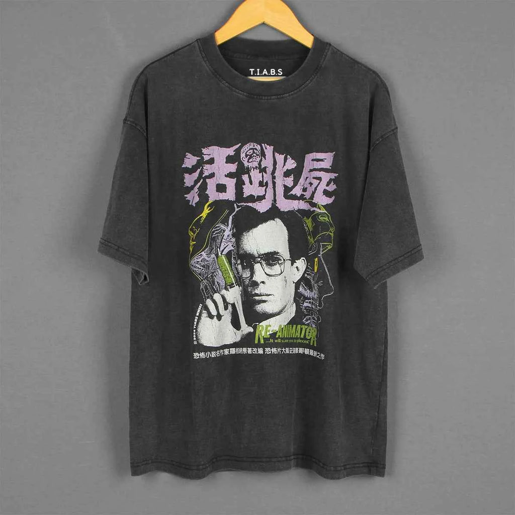 Re-Animator — 80s Horror Washed Drop-Shoulder Tee
