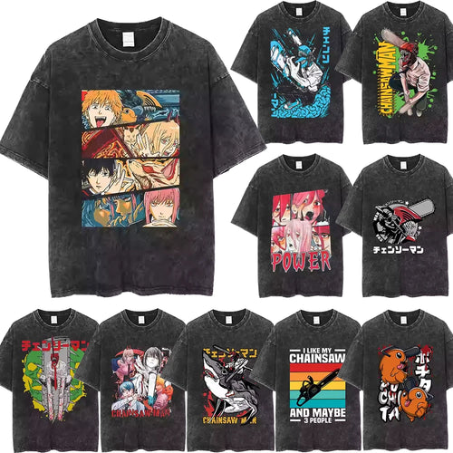 Chainsaw Man — Full Cast Washed Oversized Tee - Neon Districts