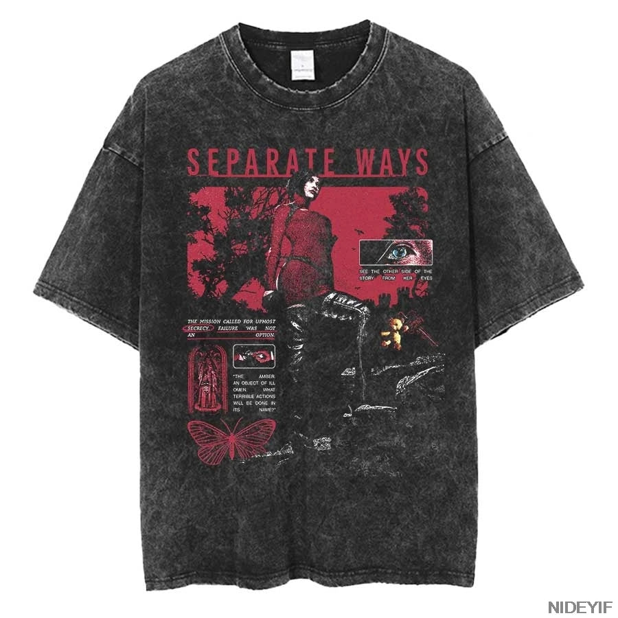 Resident Evil Leon Kennedy Vintage Oversized Tee – Biohazard Print