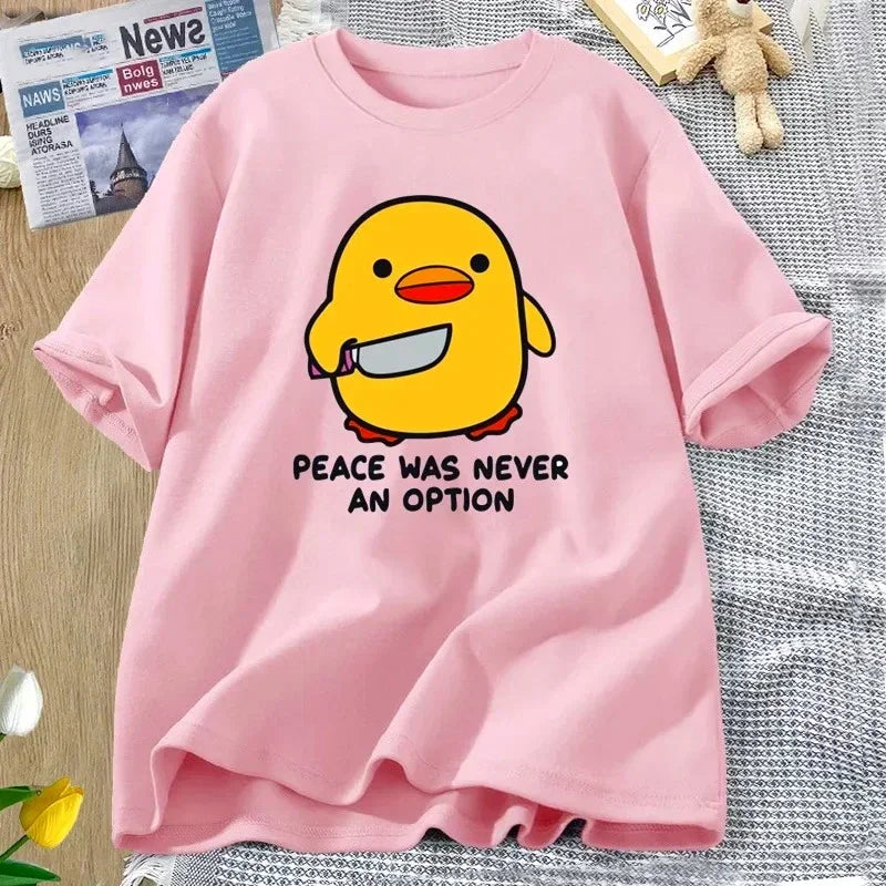 Peace Was Never an Option — Goose Women's Graphic Tee - Neon Districts