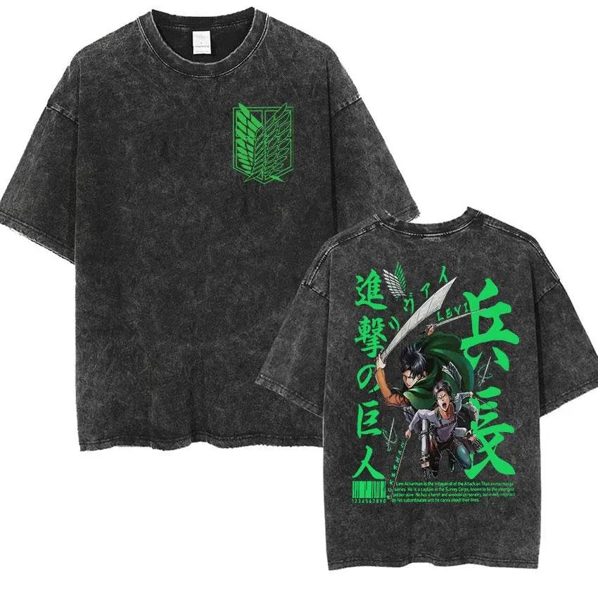 Attack on Titan Vintage Washed Summer Tee – Casual Streetwear