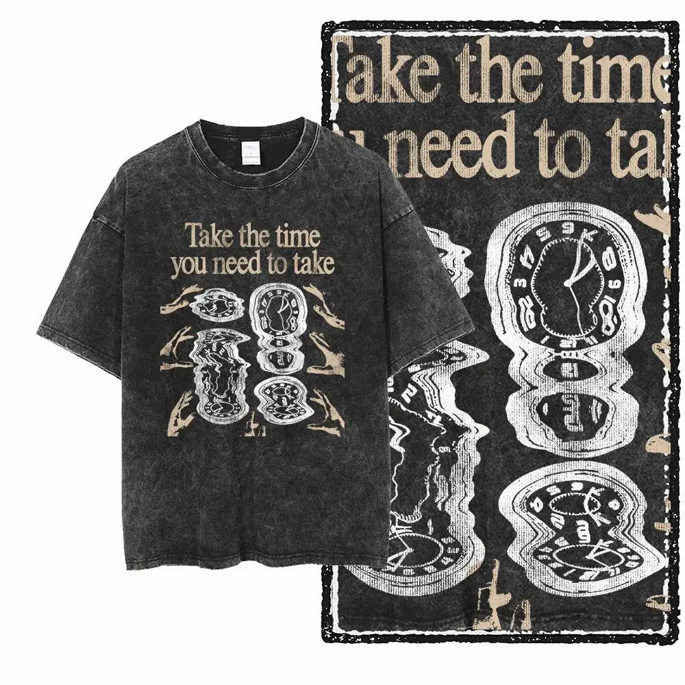 G12 Acid Washed Black Streetwear Tee – Oversized Vintage O-Neck