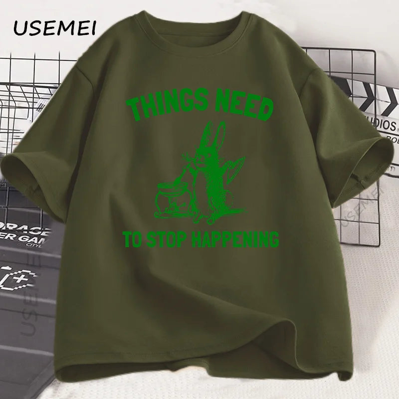 Things Need to Stop — Trending Rabbit Meme Graphic Tee - Neon Districts