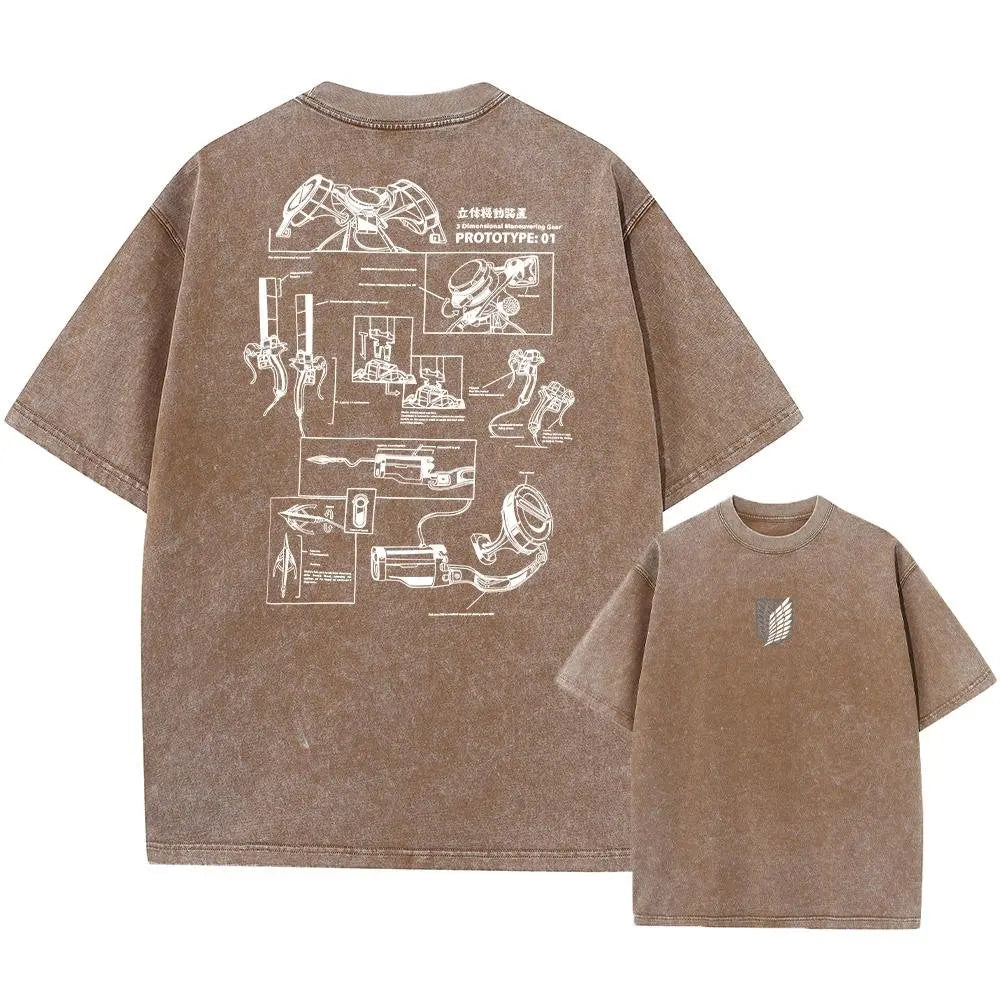 Attack on Titan Harajuku Oversized Tee – Vintage Washed