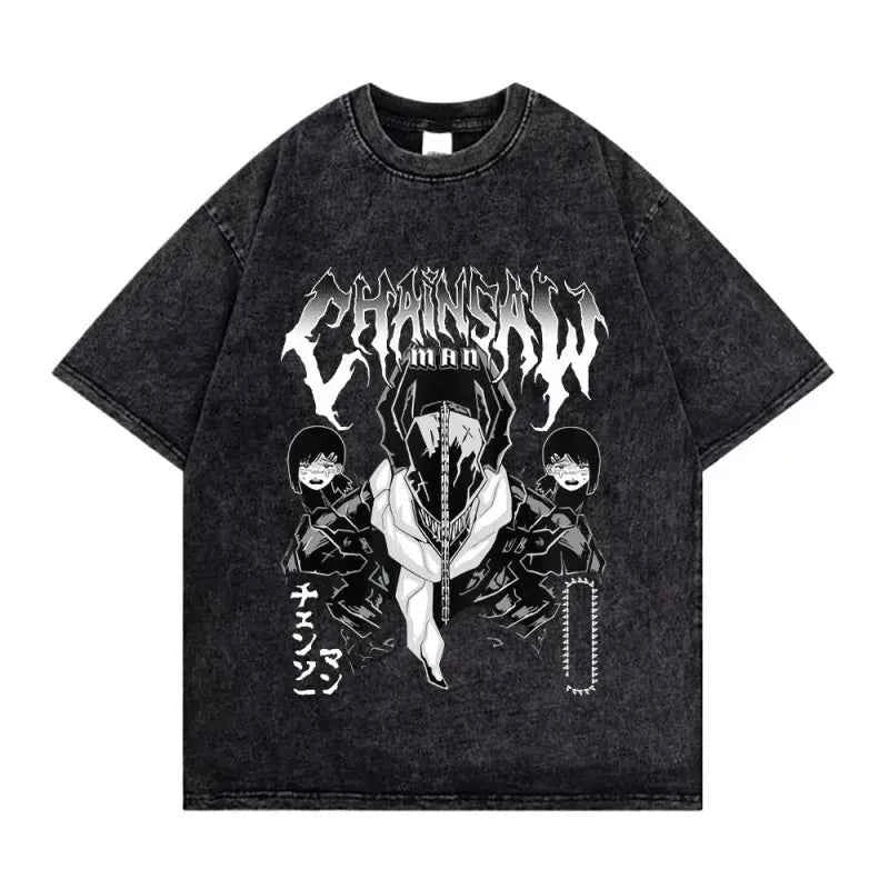 Chainsaw Man Retro Washed Hip-Hop Tee