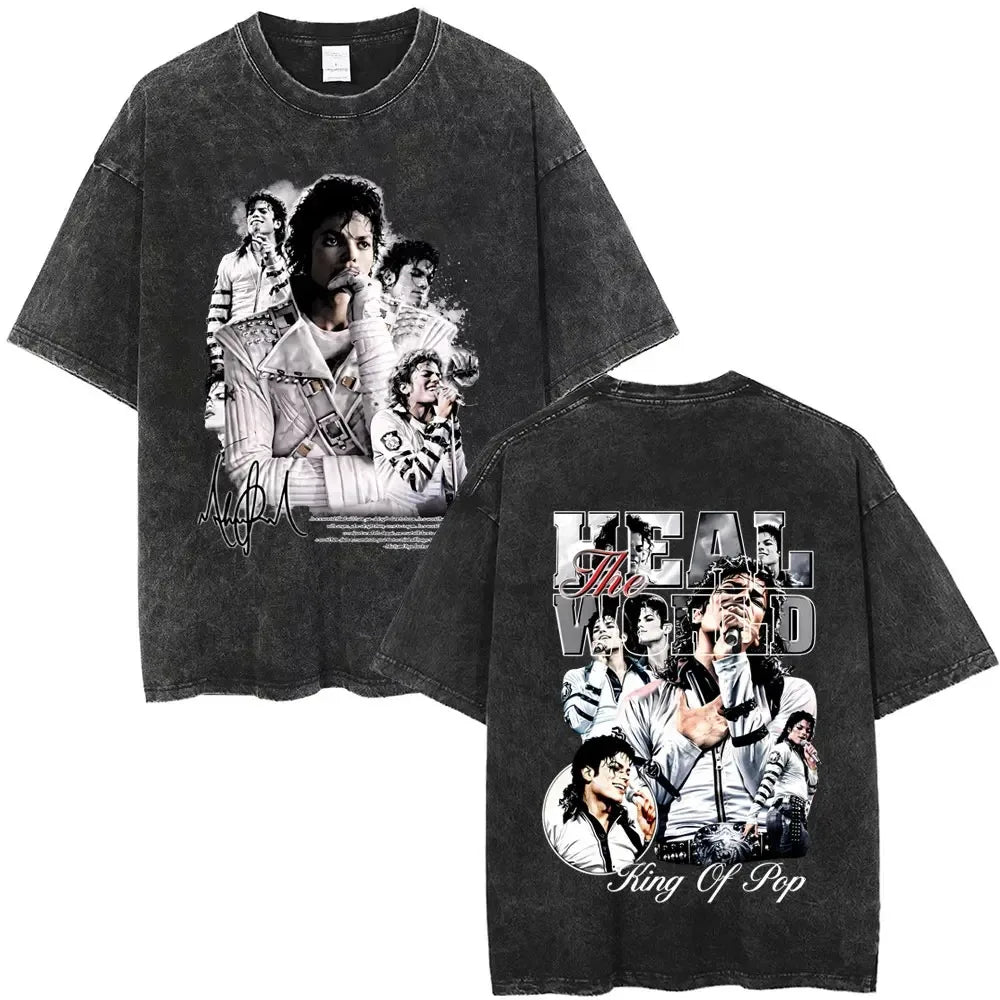 MJ King of Pop Washed Vintage Tee - Neon Districts
